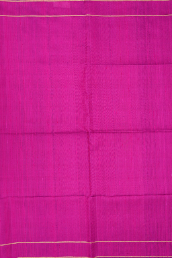 Raw Silk Saree In Magenta With Zari Border