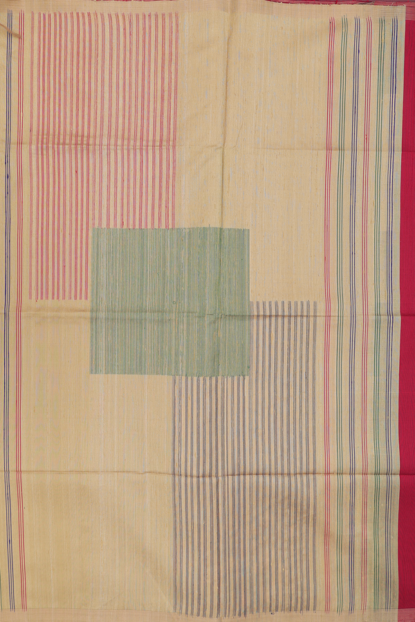Raw Silk Saree In Crimson Red With Zari Border