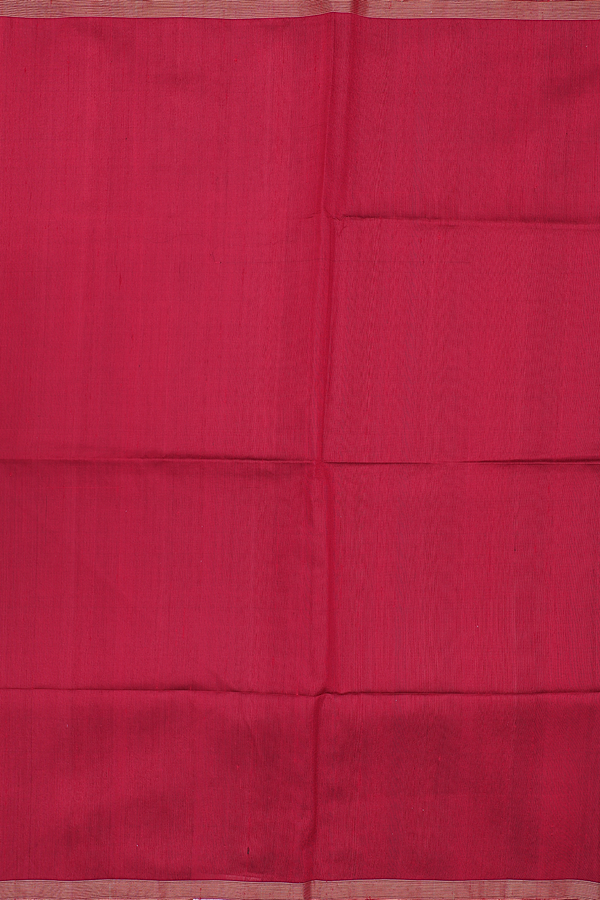 Raw Silk Saree In Crimson Red With Zari Border