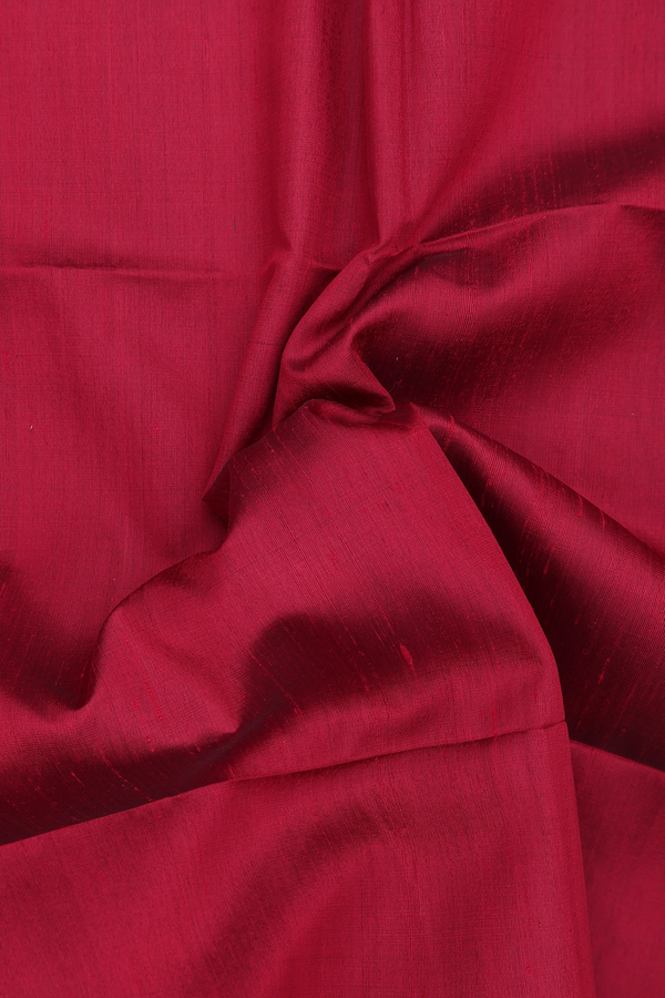 Raw Silk Saree In Crimson Red With Zari Border