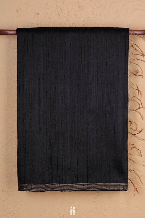 Raw Silk Saree In Black With Zari Border