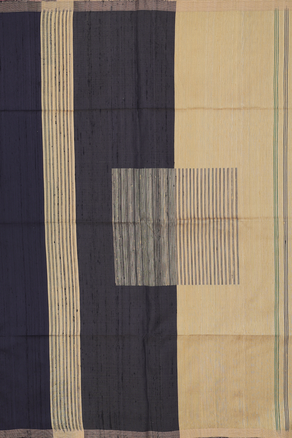 Raw Silk Saree In Black With Zari Border