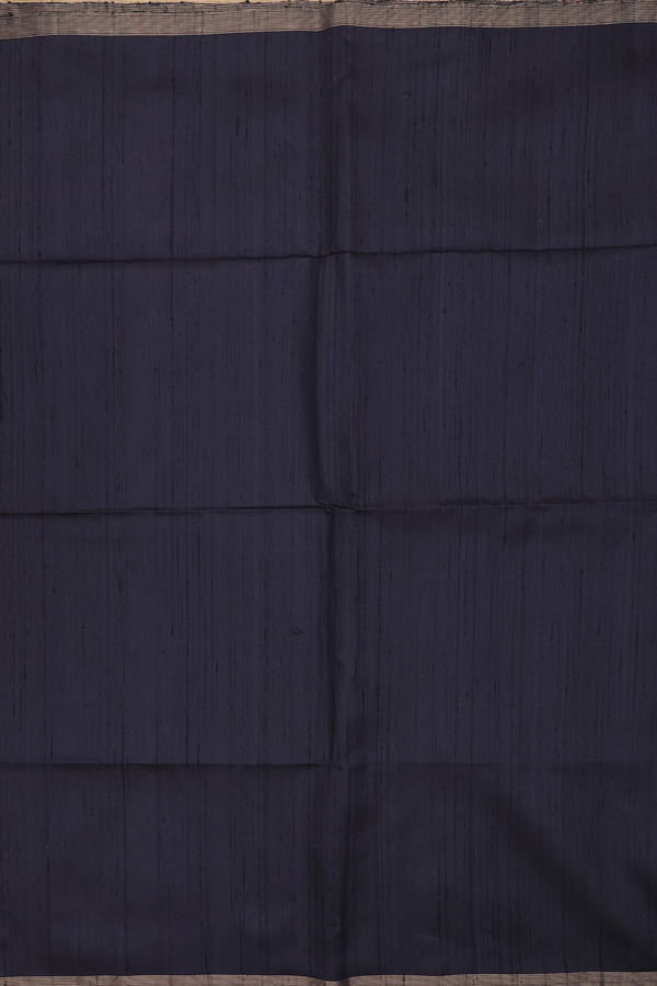 Raw Silk Saree In Black With Zari Border
