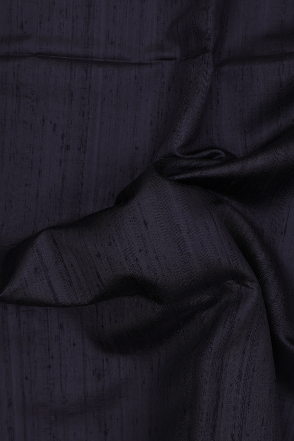 Raw Silk Saree In Plain Black With Zari Border