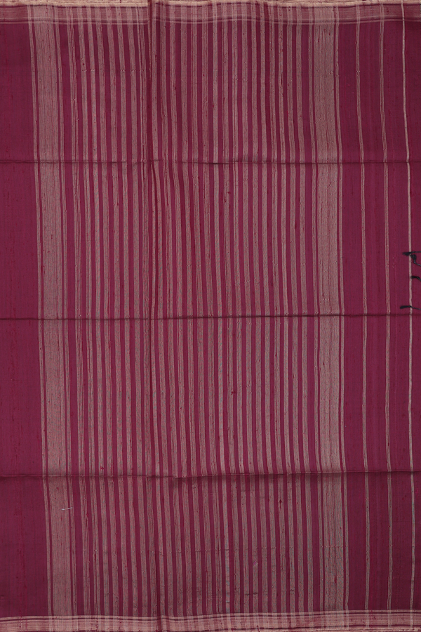 Raw Silk Saree In Plain Dark Maroon With Zari Border