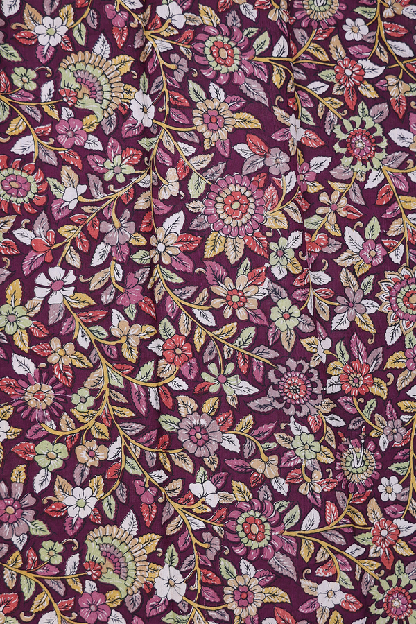 Raw Silk Saree In Plain Dark Maroon With Zari Border