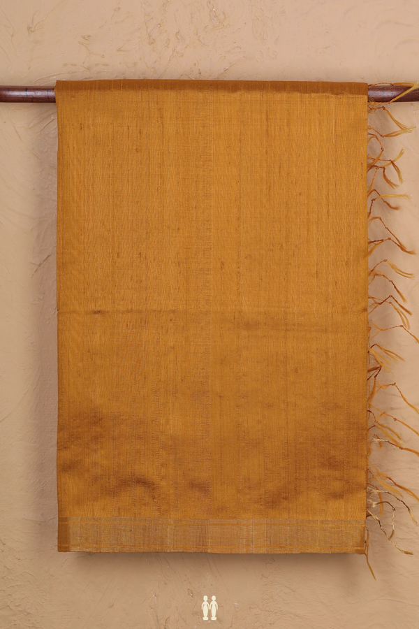 Raw Silk Saree In Mustard Yellow With Zari Border
