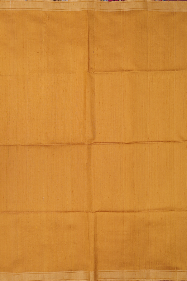 Raw Silk Saree In Mustard Yellow With Zari Border
