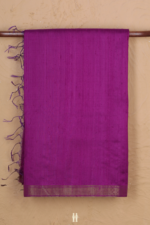 Raw Silk Saree In Purple With Zari Border