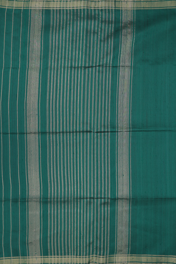 Raw Silk Saree In Forest Green With Zari Border