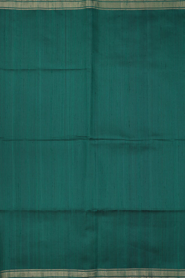 Raw Silk Saree In Forest Green With Zari Border
