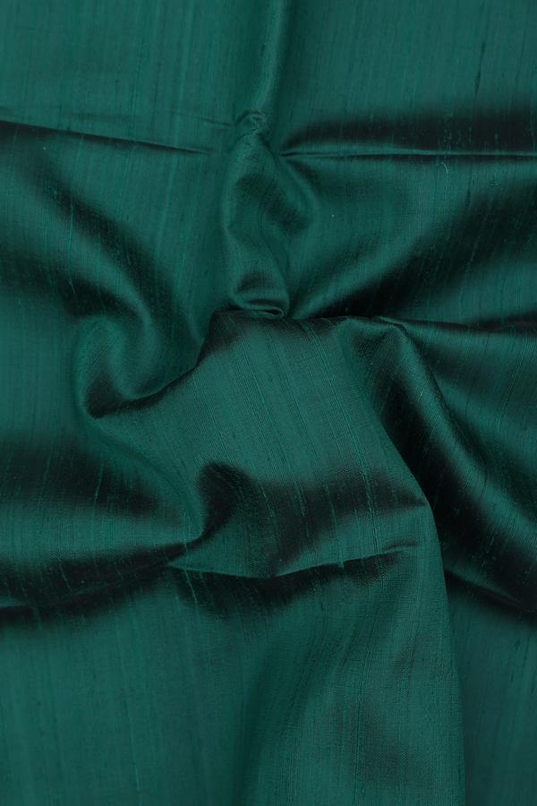 Raw Silk Saree In Forest Green With Zari Border