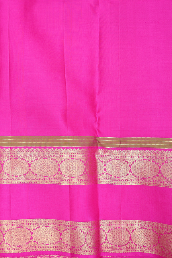 Kanchipuram Silk Saree In Coral Pink With Peacock Buttas