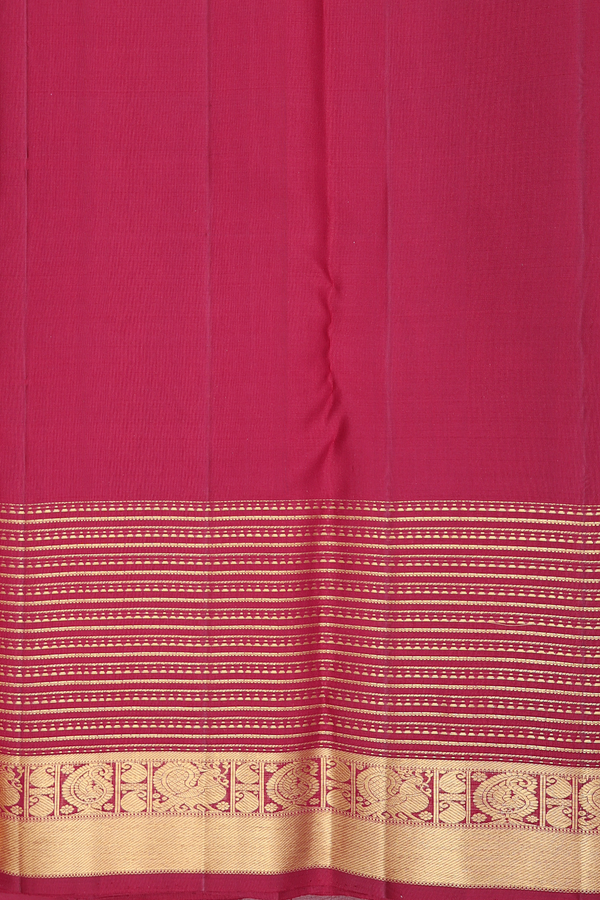 Kanchipuram Silk Saree In Red With Stripes Design