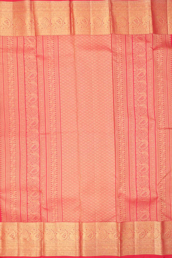 Kanchipuram Silk Saree In Red Tissue With Zari Border