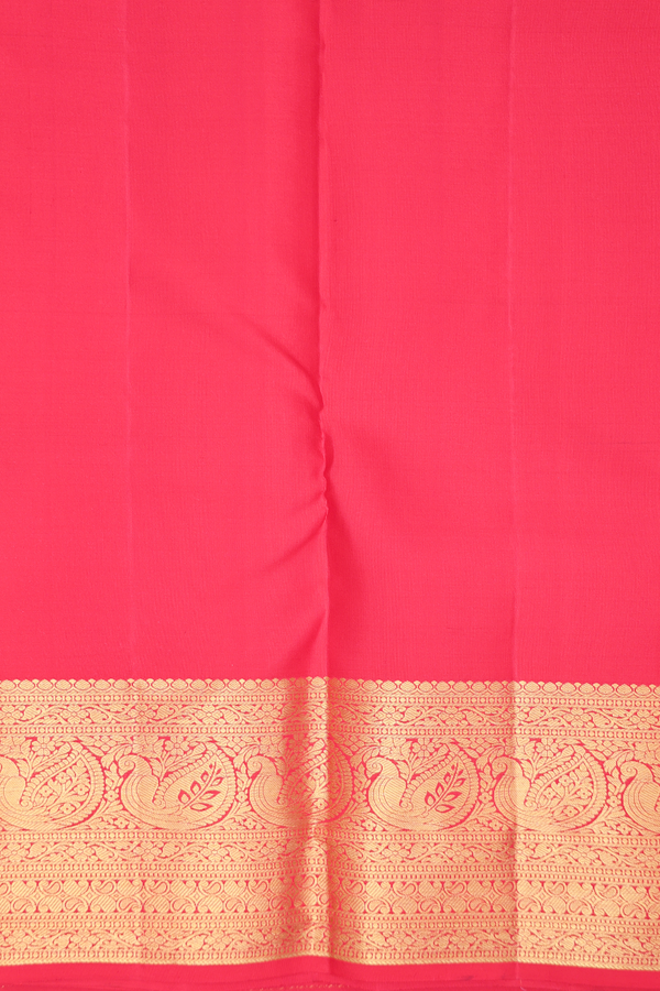 Kanchipuram Silk Saree In Red Tissue With Zari Border