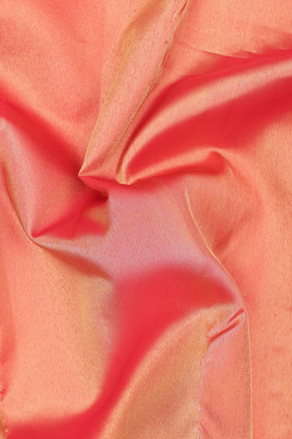 Kanchipuram Silk Saree In Red Tissue With Zari Border