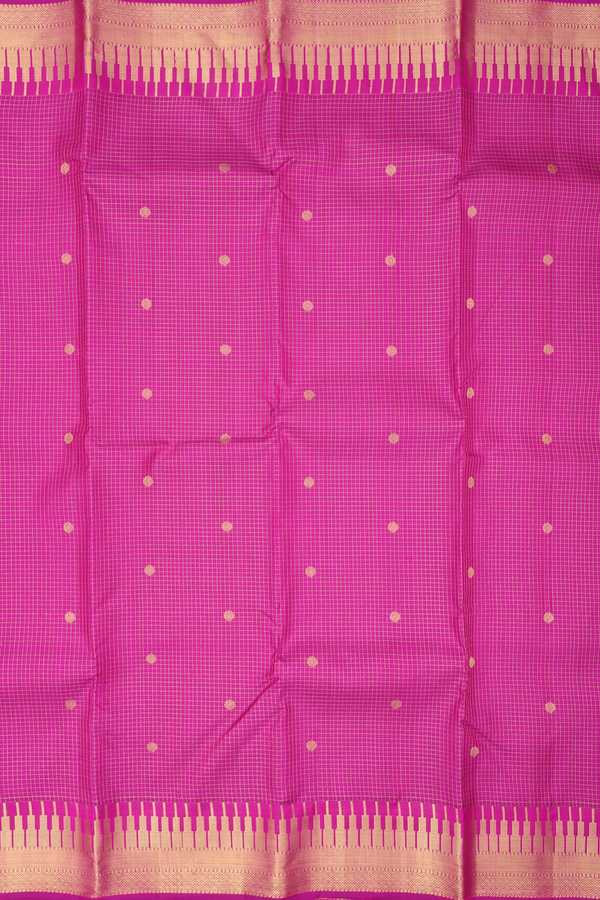 Kanchipuram Silk Saree In Plum Purple With Checks Design