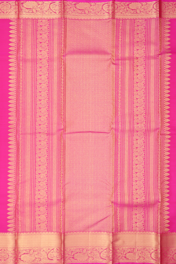 Kanchipuram Silk Saree In Rani Pink With Zari Motifs