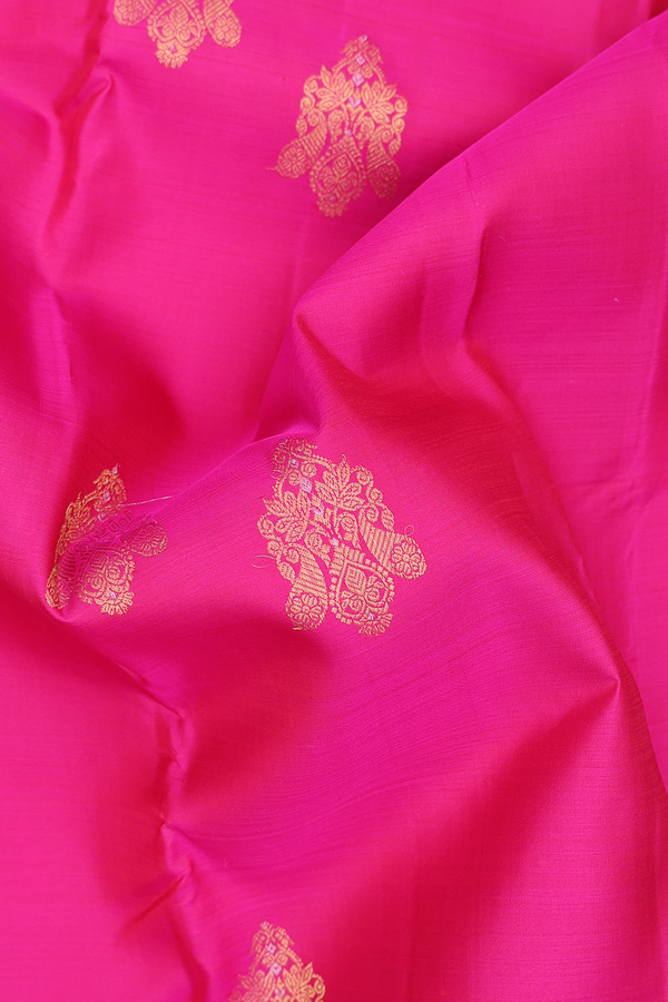 Kanchipuram Silk Saree In Rani Pink With Zari Motifs