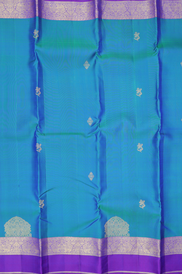 Kanchipuram Silk Saree In Dual Tone With Floral Buttas
