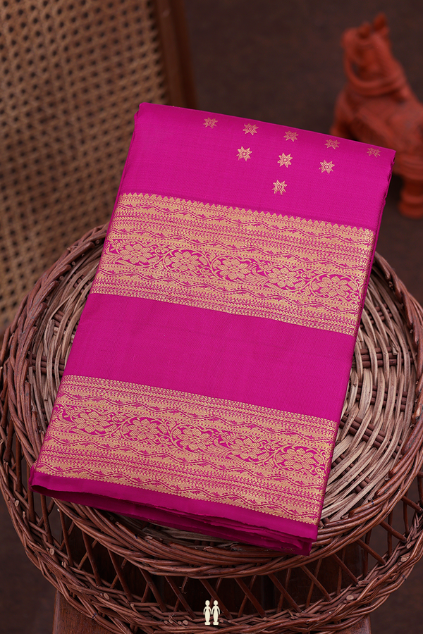 Kanchipuram Silk Saree In Purple Rose With Floral Buttas
