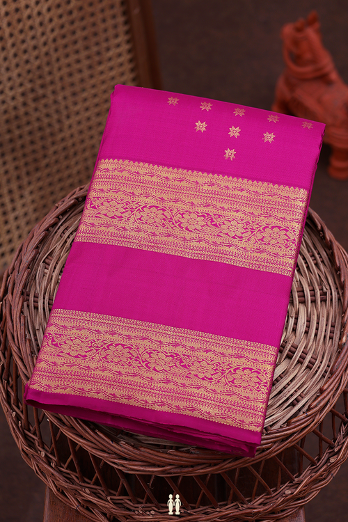 Kanchipuram Silk Saree In Purple Rose With Floral Buttas