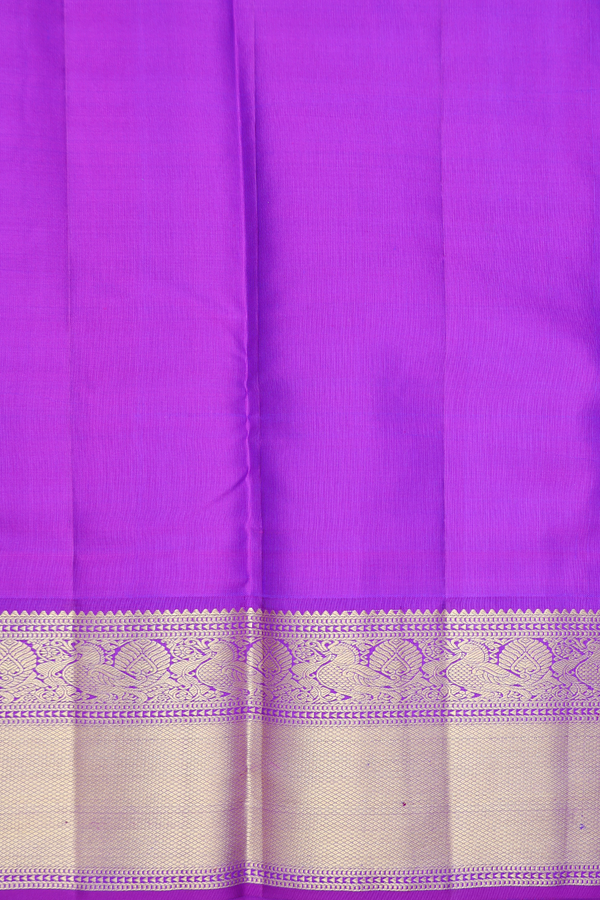 Kanchipuram Silk Saree In Cobalt Blue With Zari Buttas