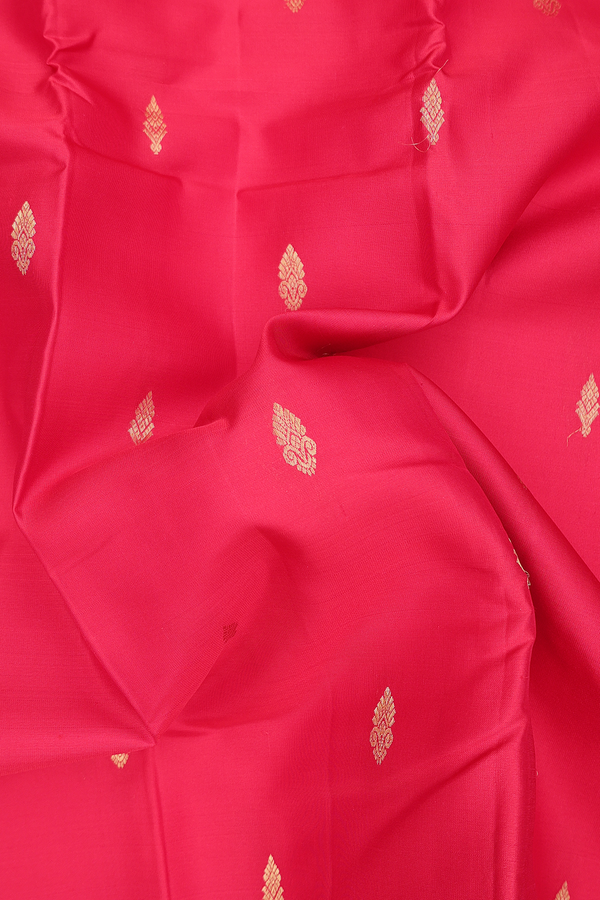 Kanchipuram Silk Saree In Scarlet Red With Zari Buttas