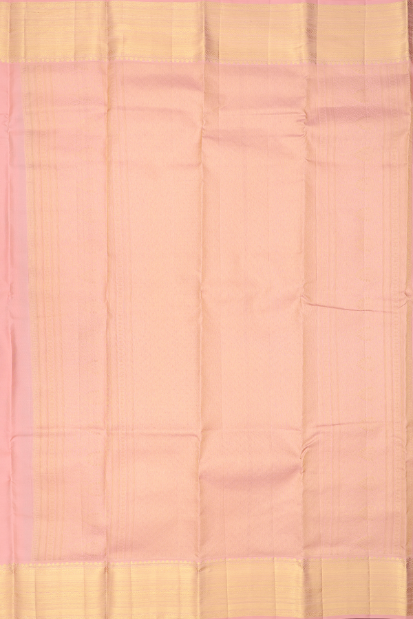 Kanchipuram Silk Saree In Blush Orange With Zari Motifs