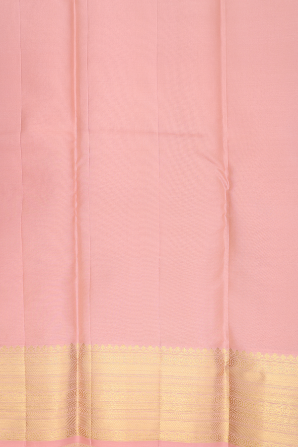 Kanchipuram Silk Saree In Blush Orange With Zari Motifs