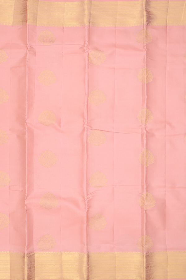 Kanchipuram Silk Saree In Blush Orange With Zari Motifs
