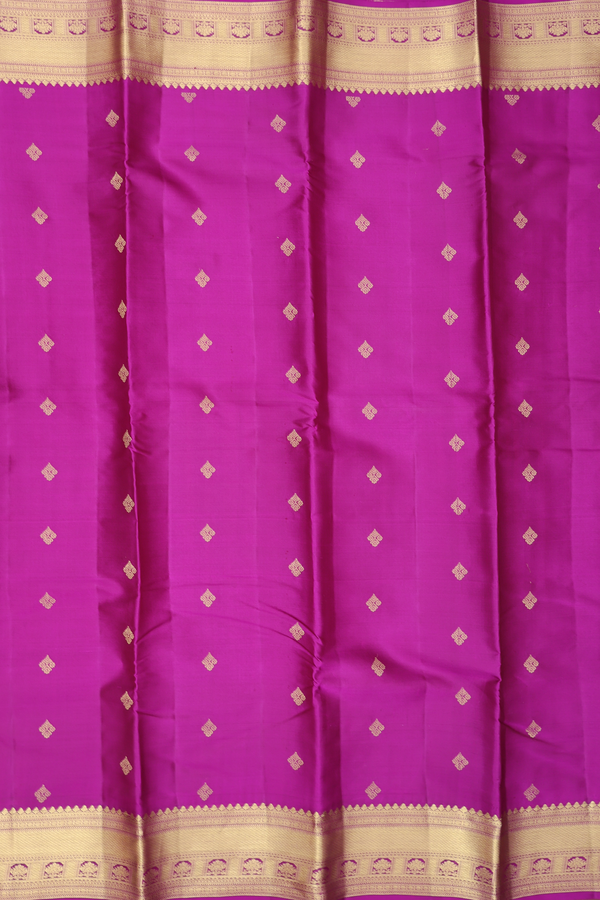 Kanchipuram Silk Saree In Purple With Zari Buttas