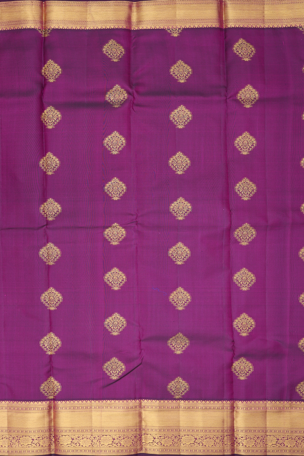 Kanchipuram Silk Saree In Plum Purple With Zari Motifs