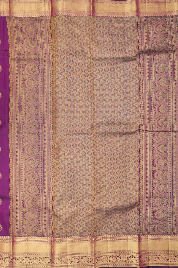 Kanchipuram Silk Saree In Plum Purple With Zari Motifs