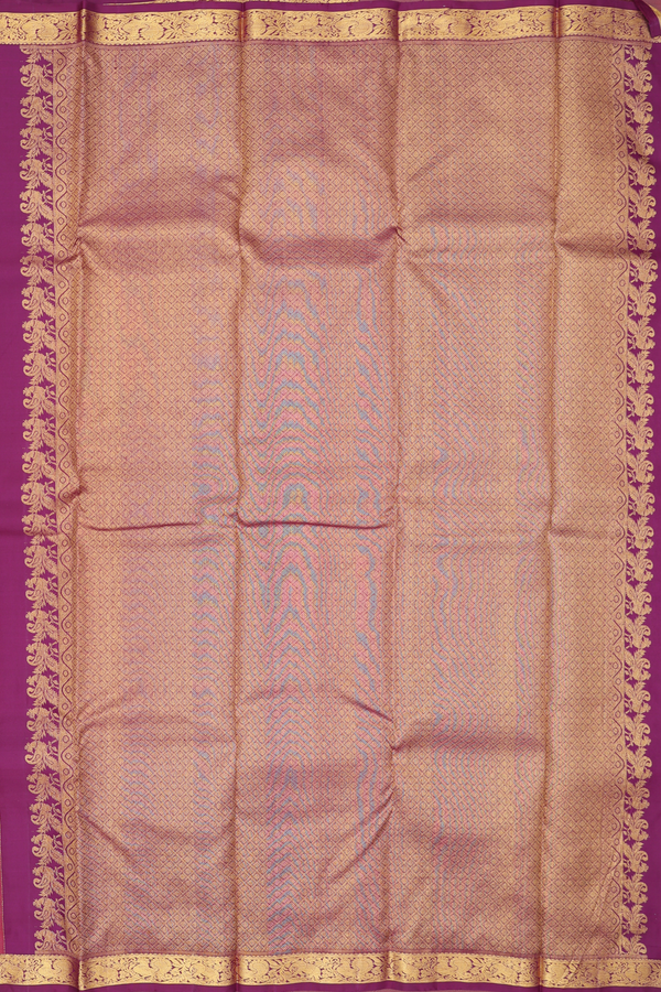 Kanchipuram Silk Saree In Rust Orange With Paisley Motifs