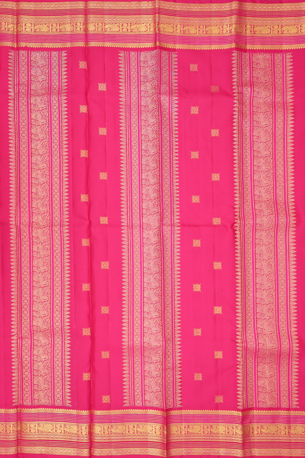 Kanchipuram Silk Saree In Yellow With Stripes Design