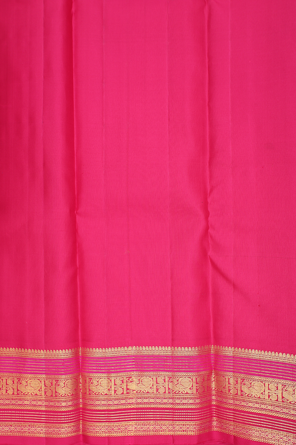 Kanchipuram Silk Saree In Yellow With Stripes Design