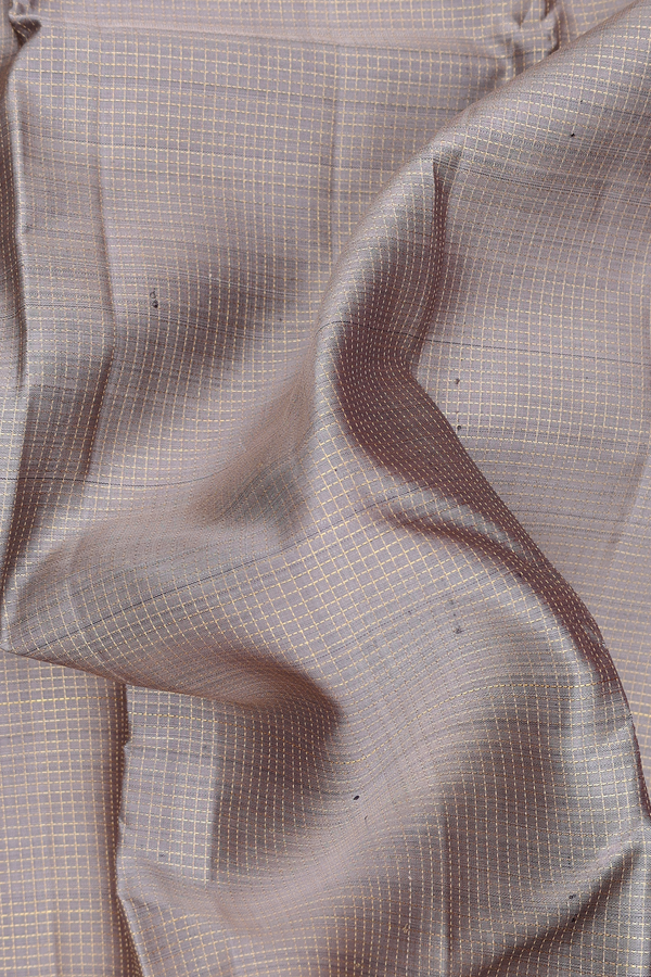 Kanchipuram Silk Saree In Cedar Brown With Checks Design