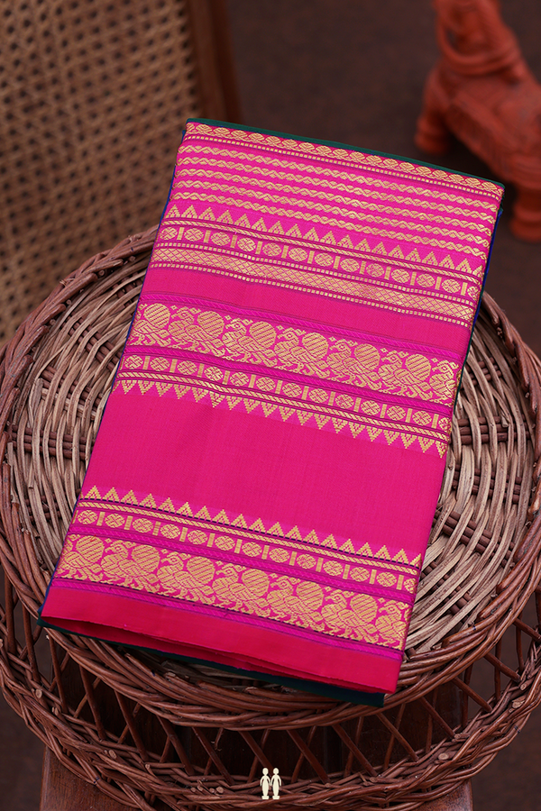 Kanchipuram Silk Saree In Dual Tone With Floral Buttas