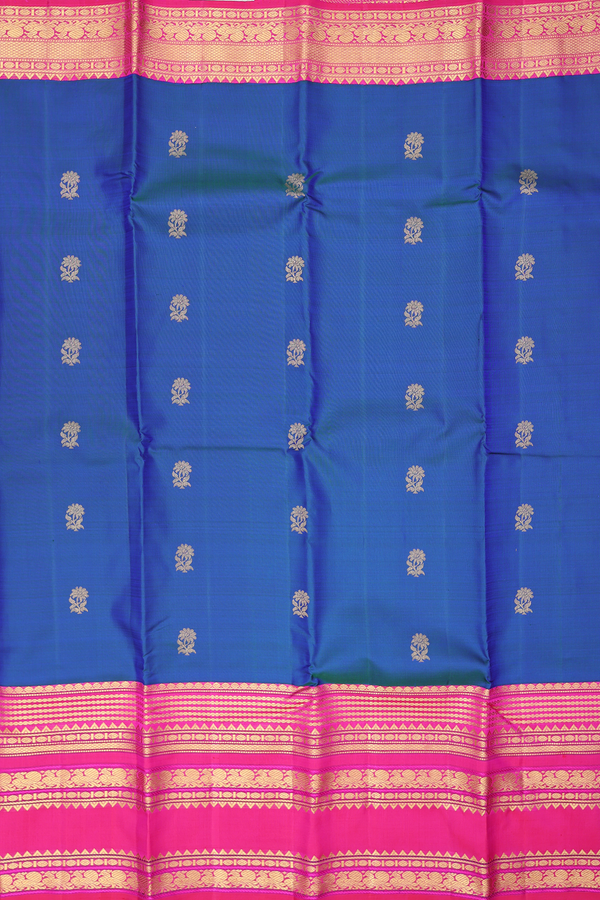 Kanchipuram Silk Saree In Dual Tone With Floral Buttas
