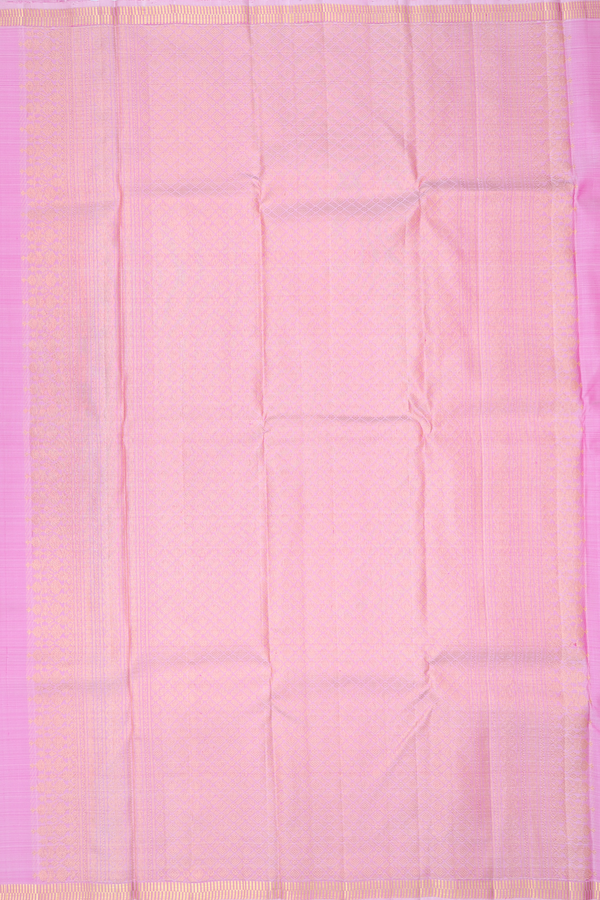 Kanchipuram Silk Saree In Pink With Zari Buttas