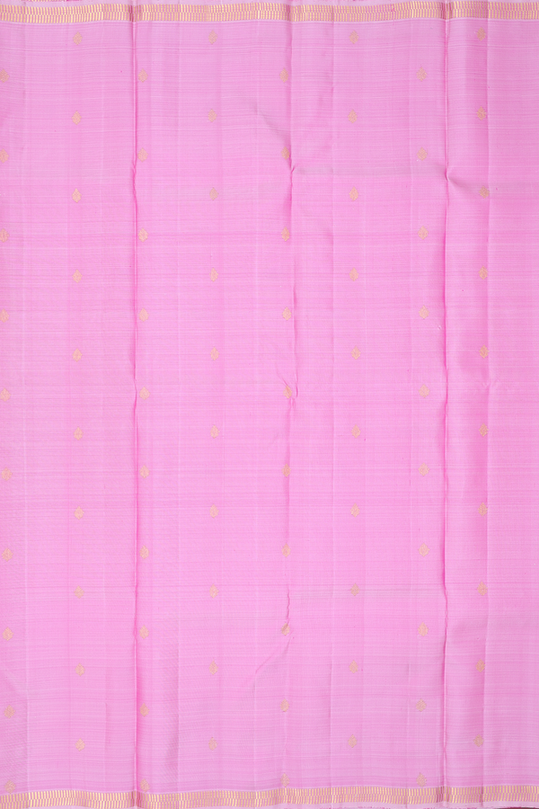 Kanchipuram Silk Saree In Pink With Zari Buttas