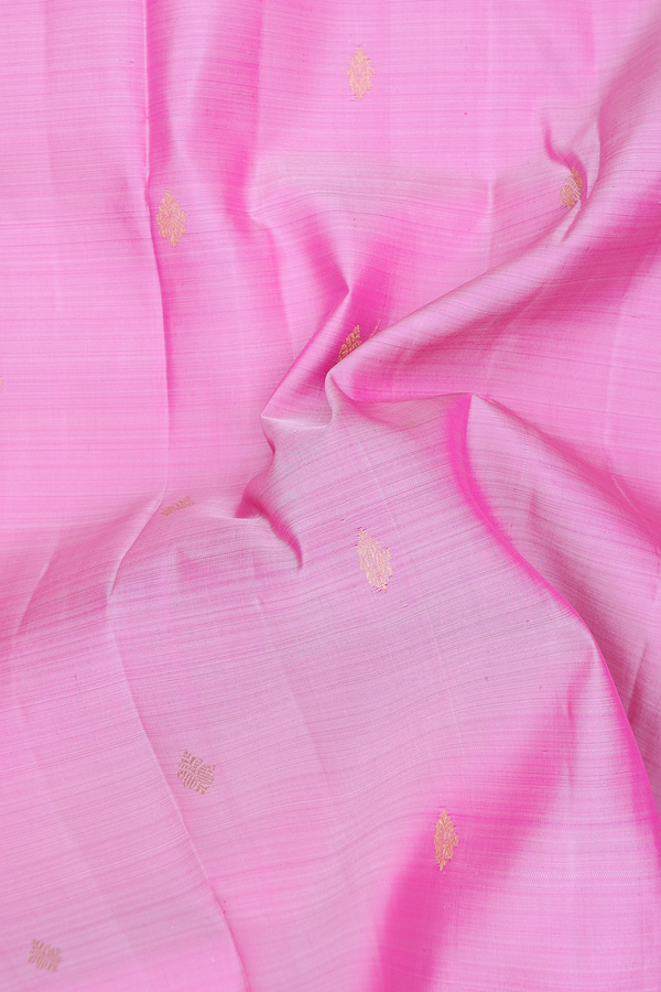 Kanchipuram Silk Saree In Pink With Zari Buttas