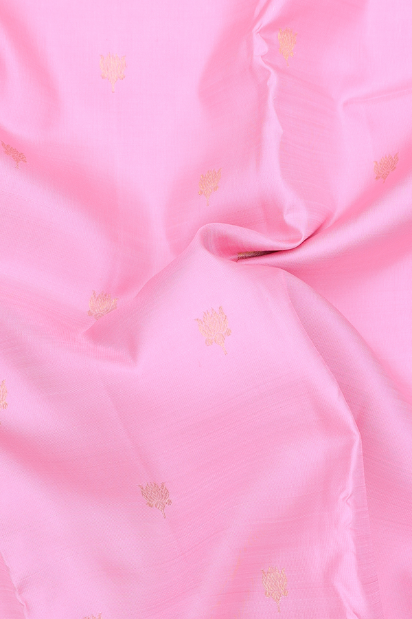 Kanchipuram Silk Saree In Pink With Floral Buttas