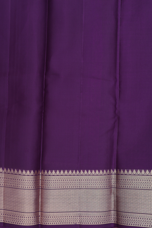 Kanchipuram Silk Saree In Deep Purple With Zari Buttas
