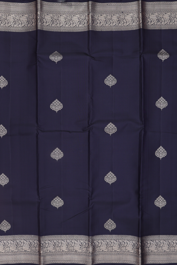 Kanchipuram Silk Saree In Black With Zari Buttas