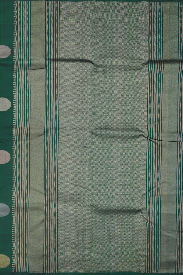 Kanchipuram Silk Saree In Forest Green With Circle Buttas