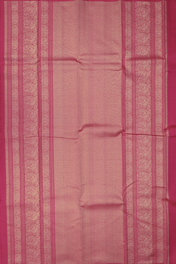 Kanchipuram Silk Saree In Rose Red With Circle Design