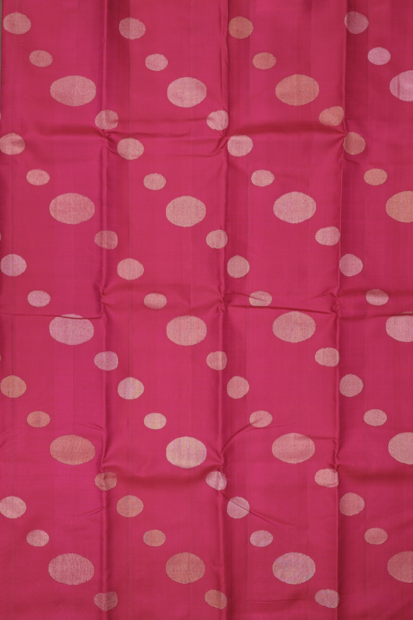 Kanchipuram Silk Saree In Rose Red With Circle Design
